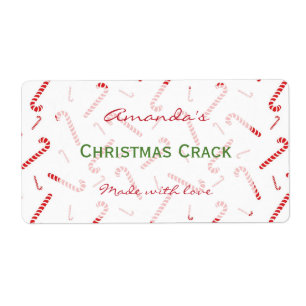 Candy Cane Personalised Christmas Treat Label