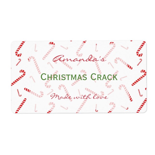 Candy Cane Personalised Christmas Treat Label (Front)