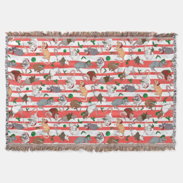 Candy Cane Pet Rattie Christmas! Throw Blanket (Front)