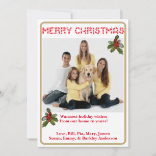 Candy Cane Photo Christmas Card