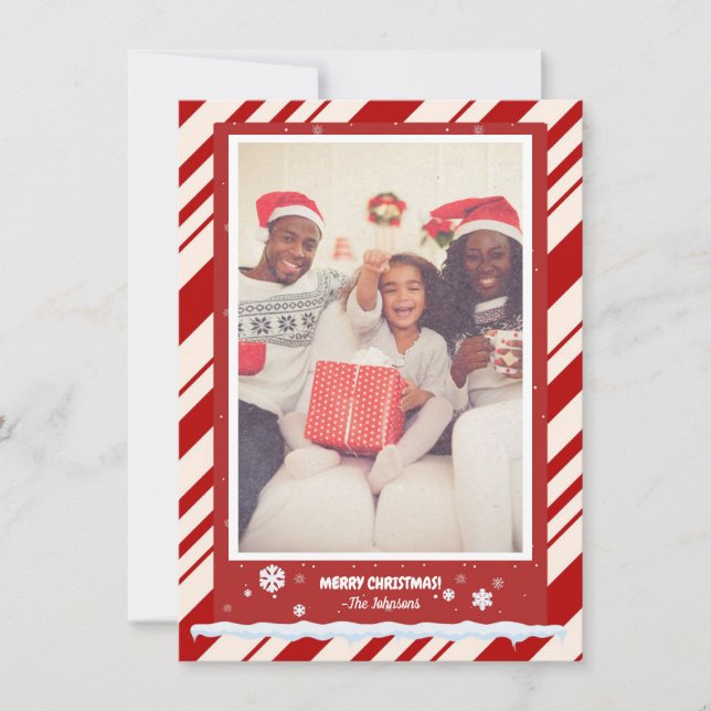 Candy Cane Photo Holiday Card (Front)
