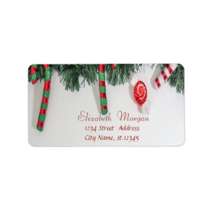 Candy Cane, Pine Tree Holiday Label