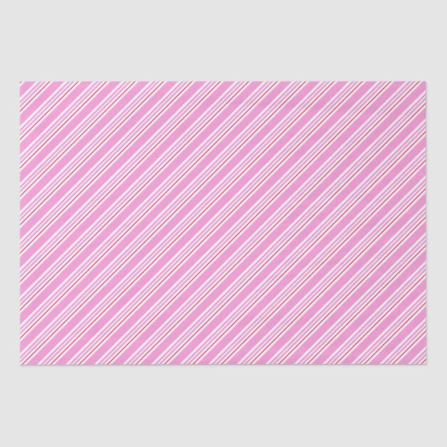 Candy Cane Pink and White Christmas Pattern Tissue Paper (Front)