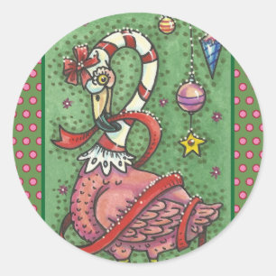 CANDY CANE PINK FLAMINGO CHRISTMAS STICKERS Sheet