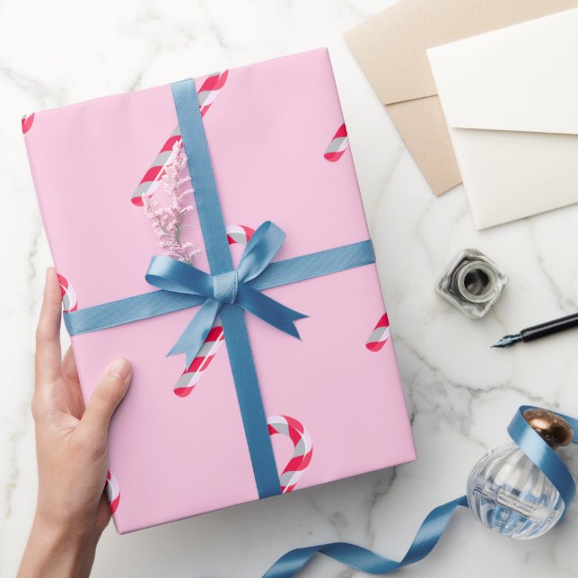 Candy Cane Pink Xmas Wrapping Paper (Gifting)