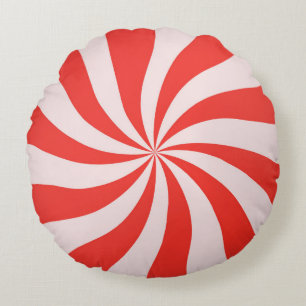 Candy Cane Pinwheel Round Cushion