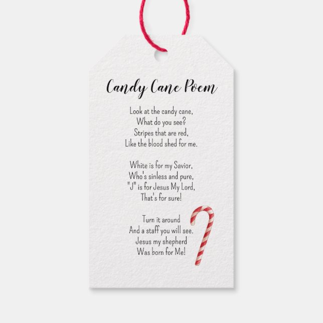 Candy Cane Poem Classic Gift Tags (Back)