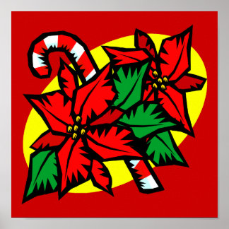 candy cane poinsettia poster
