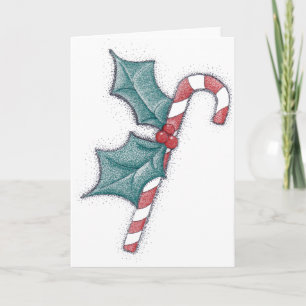 Candy Cane Pointillism Holiday Card