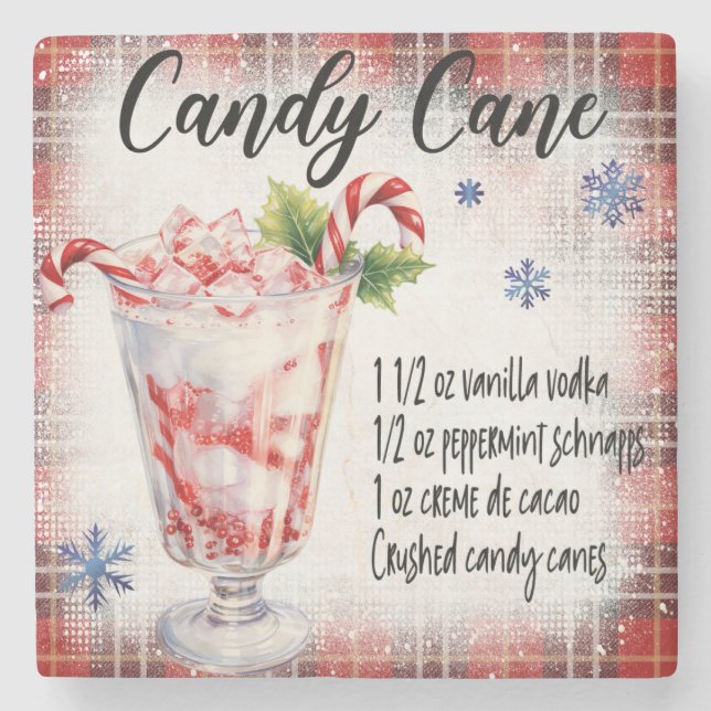 Candy Cane Recipe Marble Coaster (Front)