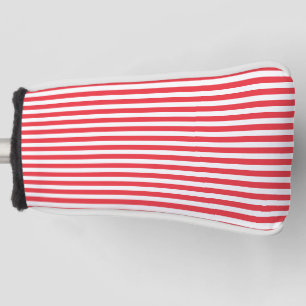 Candy Cane Red and White Simple Horizontal Striped Golf Head Cover