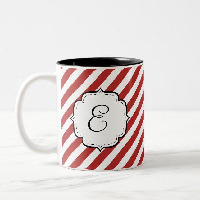 Candy Cane Red and White Striped Tea Coffee Mug (Left)