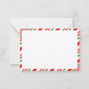 Candy Cane Red Green White Christmas Pattern Blank Card