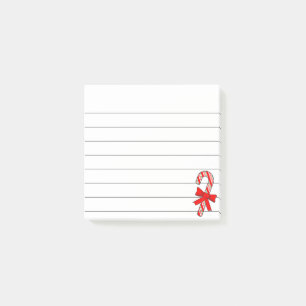 Candy Cane Red Ribbon Christmas Drawing Lined  Post-it Notes
