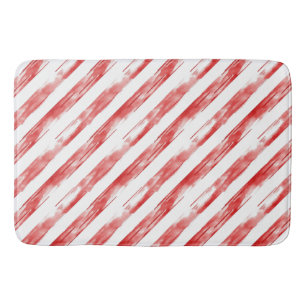 Candy Cane Red Stripes Christmas Bath Mat
