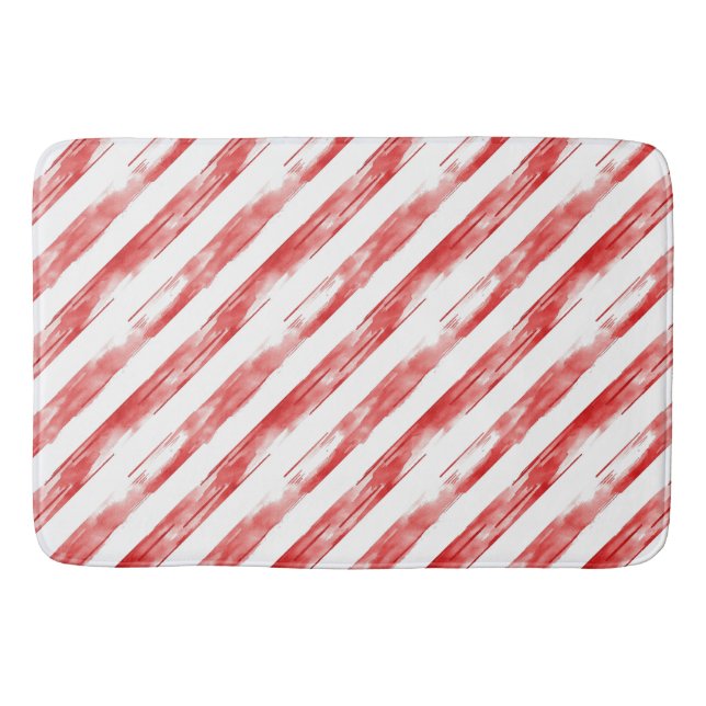 Candy Cane Red Stripes Christmas Bath Mat (Front)