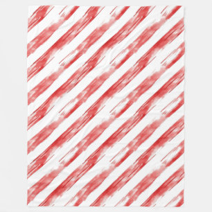 Candy Cane Red Stripes Christmas Fleece Blanket
