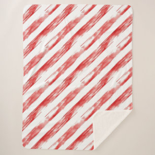 Candy Cane Red Stripes Christmas Sherpa Blanket