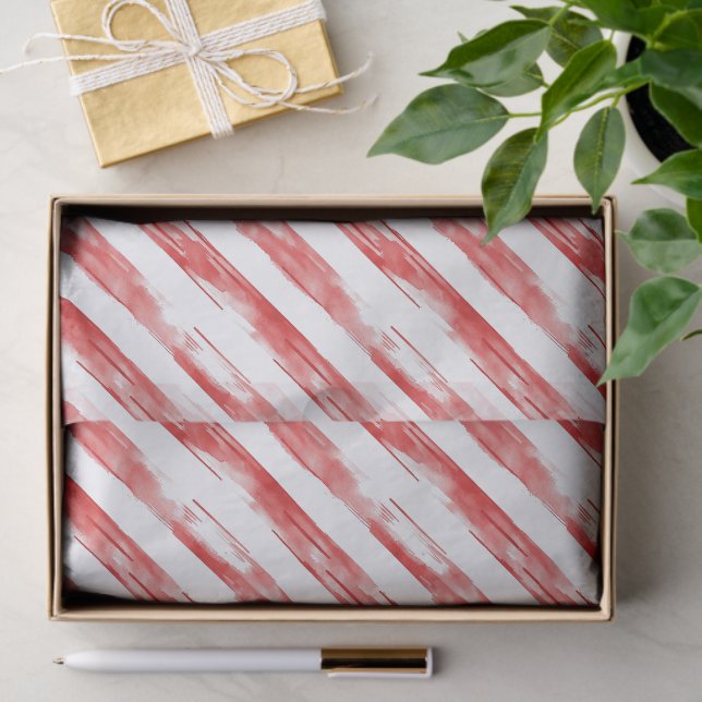 Candy Cane Red Stripes Christmas Tissue Paper (Gift)