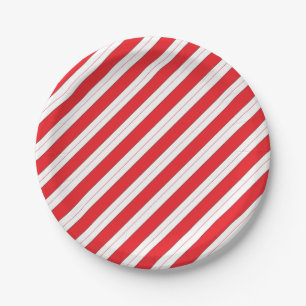 Candy Cane Red Stripes Paper Plate