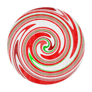 Candy Cane Red White Green Festive Swirl Cutting Board