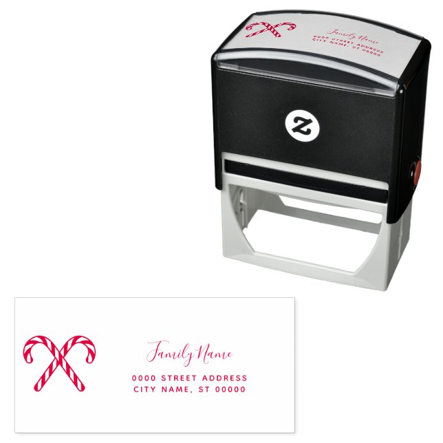 Candy Cane Return Address Self-inking Stamp (In Situ)