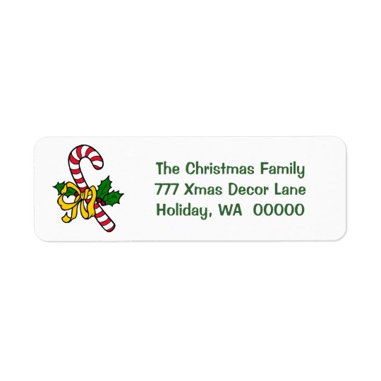 Candy Cane Ribbon Holiday Xmas Christmas Address Return Address Label