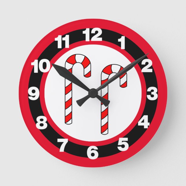 Candy Cane   Round Clock (Front)