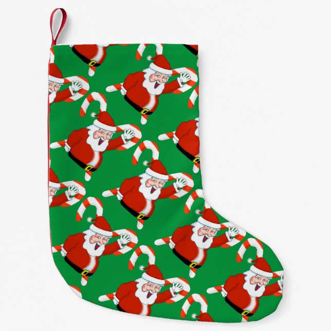 Candy Cane Santa Christmas Stocking (Front)