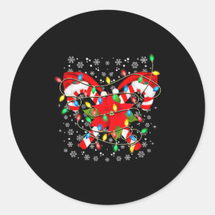 Candy Cane Santa Hat Christmas Lights Merry And Br Classic Round Sticker