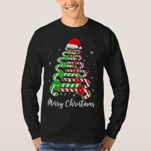 Candy Cane Santa Hat Funny Xmas Tree Merry Christm T-Shirt