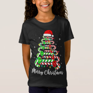 Candy Cane Santa Hat Funny Xmas Tree Merry Christm T-Shirt