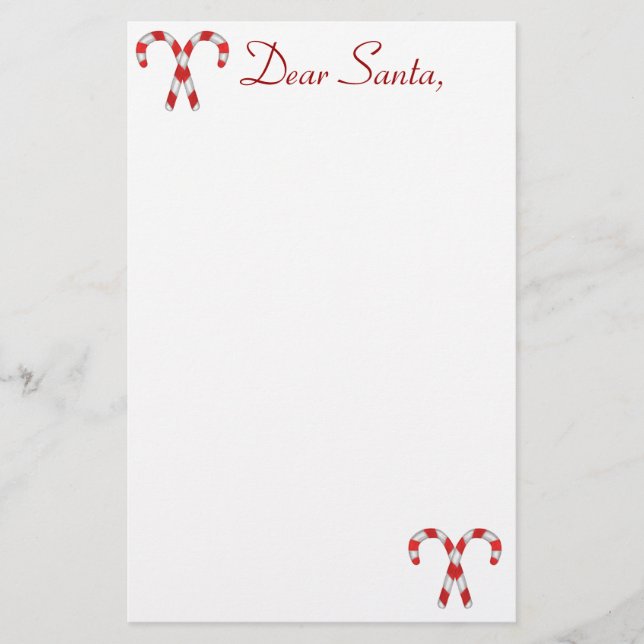 Candy Cane Santa Stationary Stationery (Front)