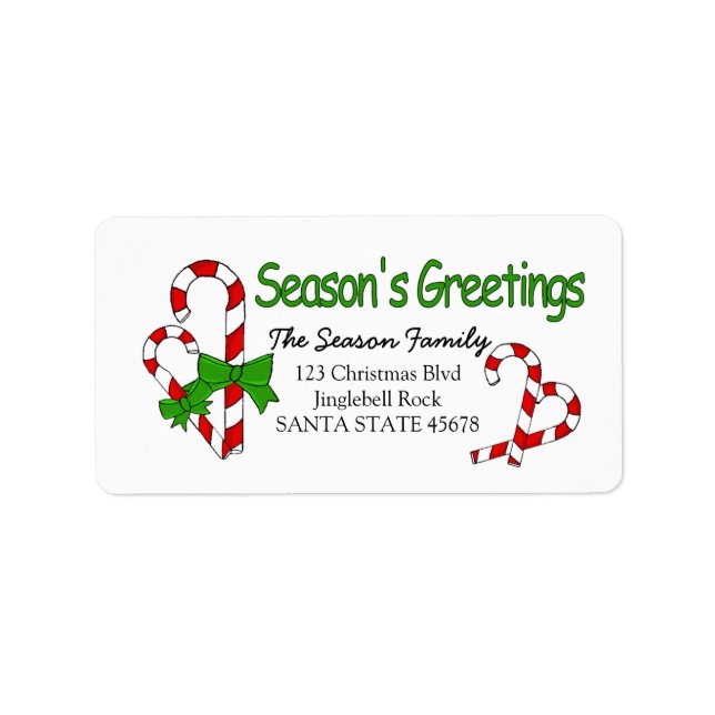 Candy Cane Season's Greetings Label (Front)