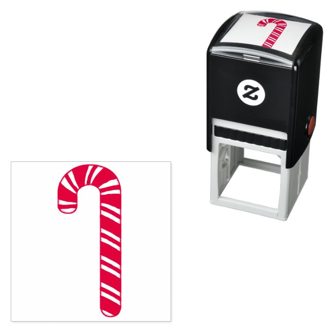 Candy Cane Self Inking Rubber Stamp (In Situ)