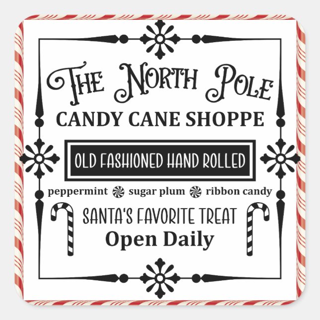 Candy Cane Shop Square Sticker (Front)