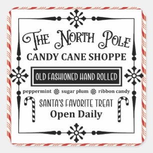 Candy Cane Shop Square Sticker