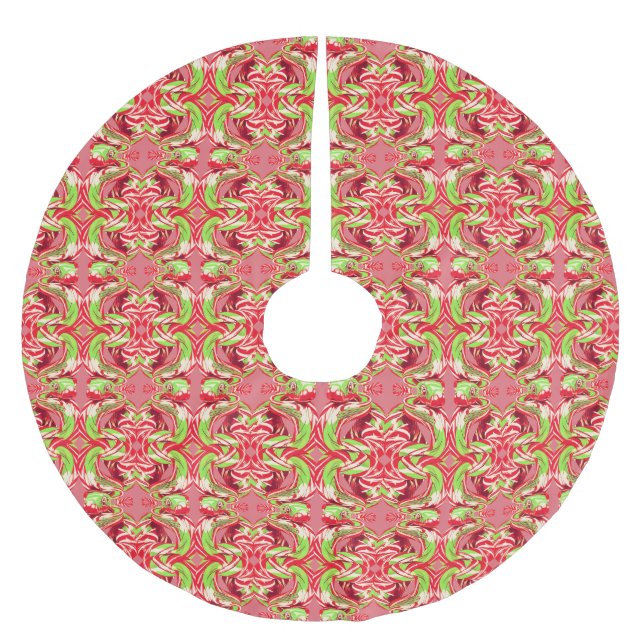 CANDY CANE SNAKE on PINK tree skirt (Front)