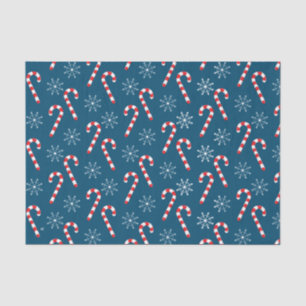 Candy Cane Snowflake Pattern Blue Tissue Paper