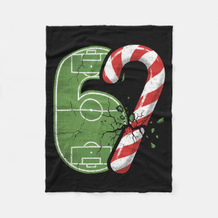Candy Cane Soccer Field 67 Cracked Funny Christmas Fleece Blanket