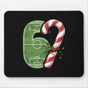 Candy Cane Soccer Field 67 Cracked Funny Christmas Mouse Mat