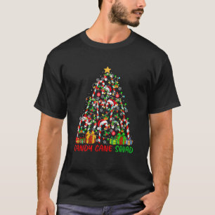 Candy Cane Squad Christmas Tree Colorful Lights Lo T-Shirt