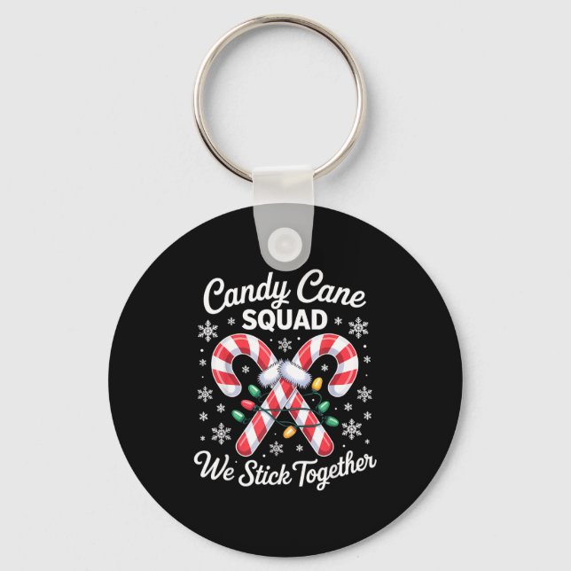 Candy Cane Squad Cute Christmas Matching Design  Key Ring (Front)