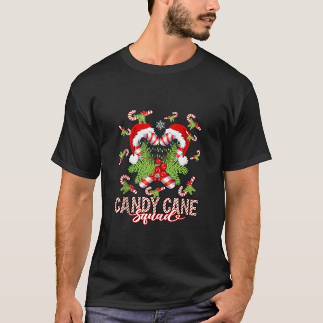 Candy Cane Squad Red White Santa Christmas Funny X T-Shirt (Front)
