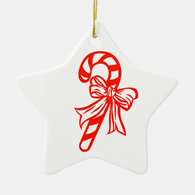 Candy Cane Star - Christmas Decor Ceramic Tree Decoration (Front)