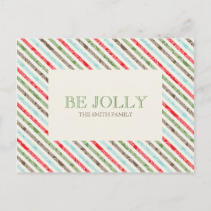 Candy Cane Stripe And Damask Holiday Postcards