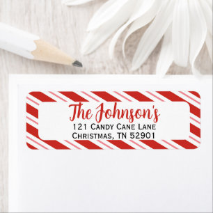 Candy Cane Stripe Christmas Return Address