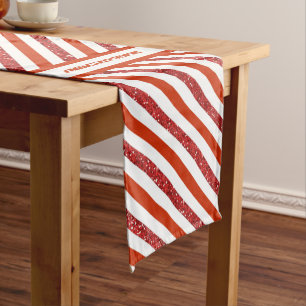 Candy Cane Stripe Family Christmas Medium Table Runner
