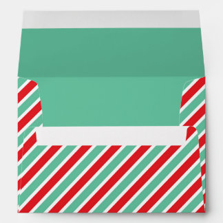 Candy Cane Stripe Green & Red Christmas Holiday Envelope
