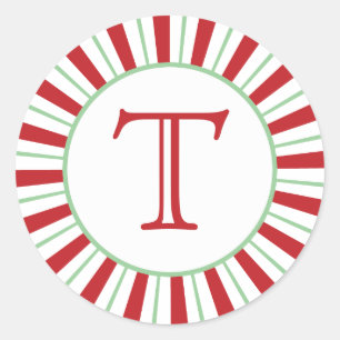 Candy Cane Stripe   Holiday Monogram Sticker